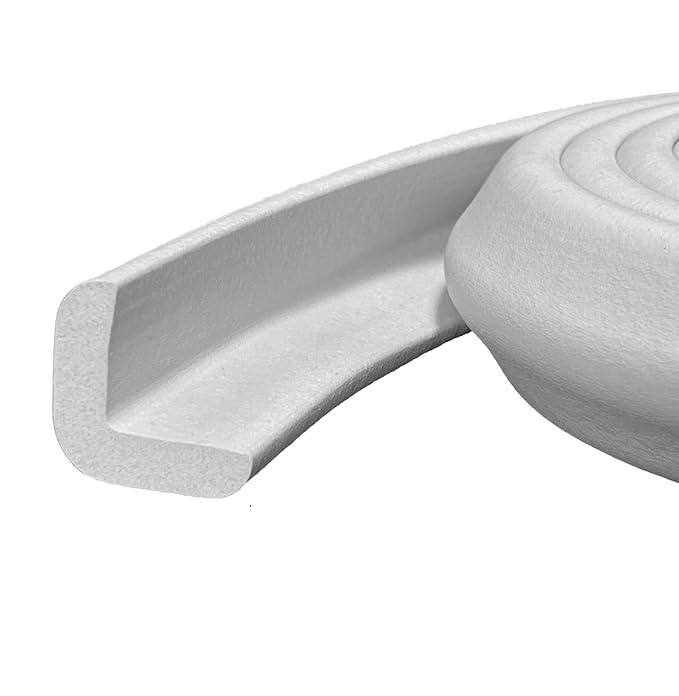 Kidkusion Baby Proof Edge Guards for Safety | Made in The USA | 6 Feet | Off White | Edge Protectors for Furniture, Tables, Fireplaces | Heavy Duty Tape Included