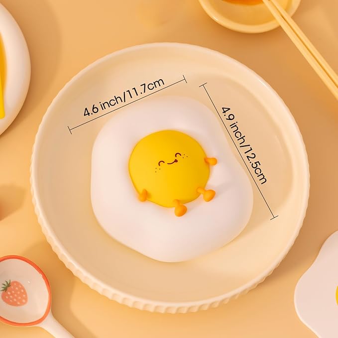 Fried Egg Night Light for Toddler, Kids, Baby, Nursery Warm Ambient Lamp for Snoothing, Sleeping Companion, Auto Off 30Min Timer, Rechargeable Battry Cordless, Soft Silicone Skin