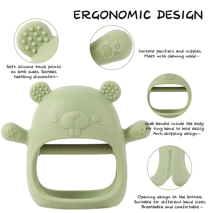 Baby Teething Toys, Teething Toys, Teethers for Babies 3-6 Months, Baby Chew Toys, BPA Free Teether Mitten with Soft Texture for Sensory Exploration and Itching Teething Relief