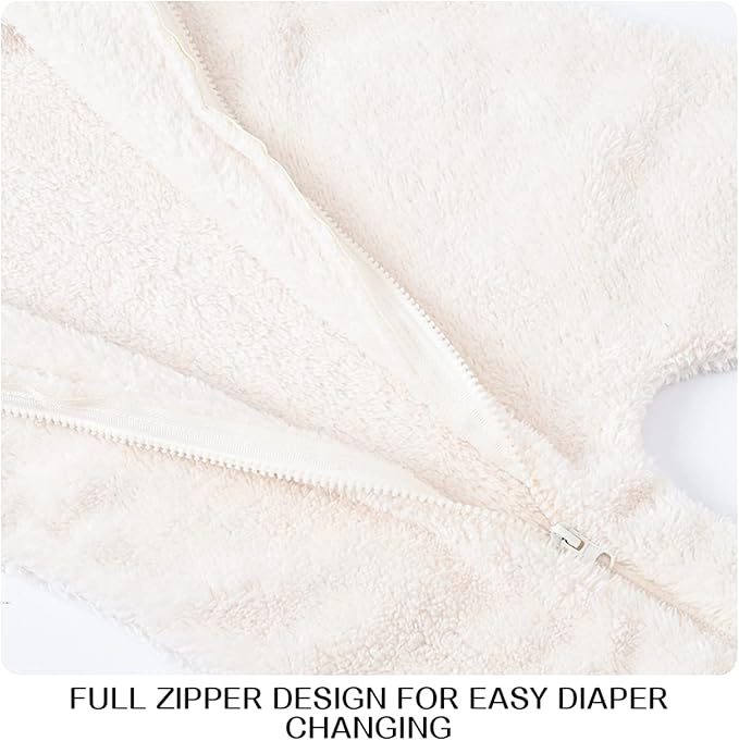 Baby Fleece Jumpsuits Infant Bear Ear Snowsuit Newborn Hooded Romper Warm Coat