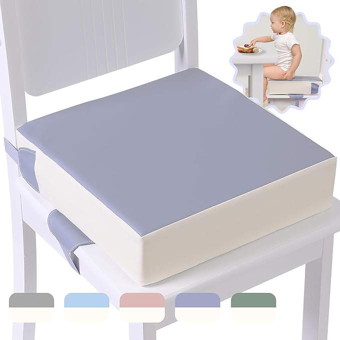 Booster Seat for Kitchen Chair with Adjustable Straps, Toddler Booster Seats for Dining Table Portable for Travel Camping Eating, Booster Cushion for Table for Baby Child Infant Kid Boy Girl