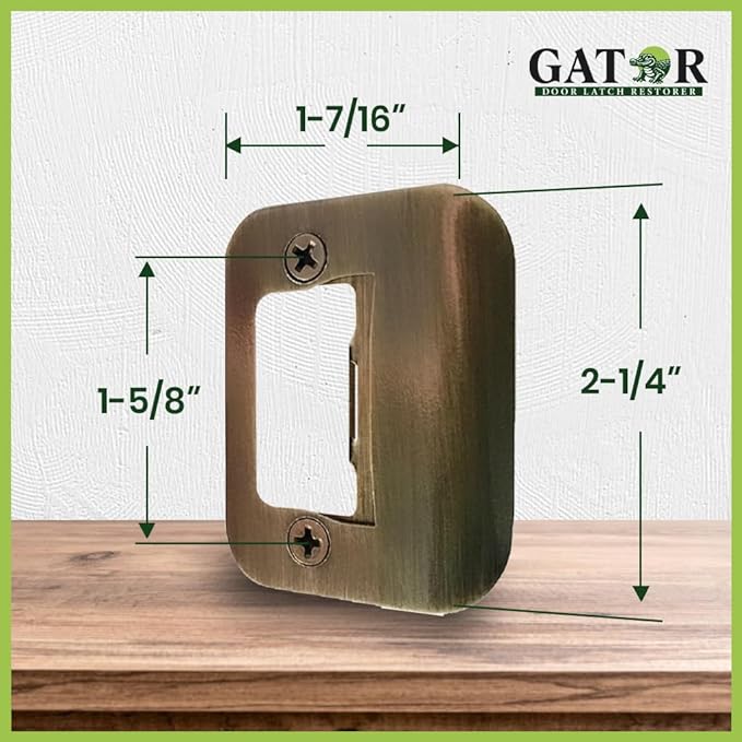 Gator Door Latch Restorer - Strike Plate (Antique Brass)