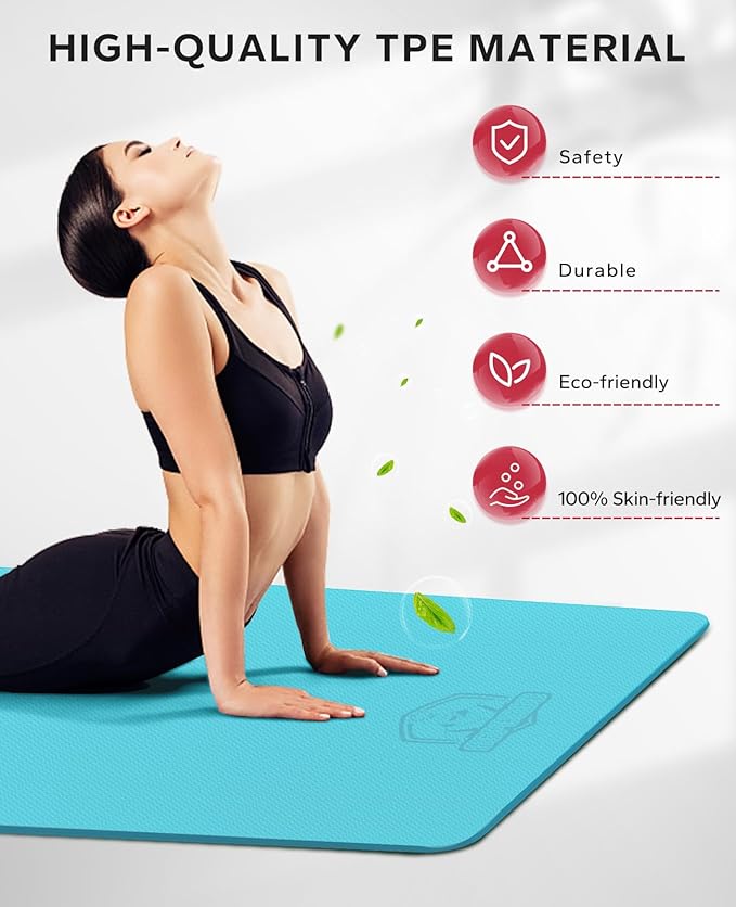 HAPBEAR Extra Large Yoga Mat - 72"x48"/78"x54", 1/4" & 1/3" Thick, Non-Slip, Durable, Eco-Friendly, Wide Exercise Mat for Home Workouts, Yoga, Pilates, Stretching, Meditation (Barefoot Exercise)