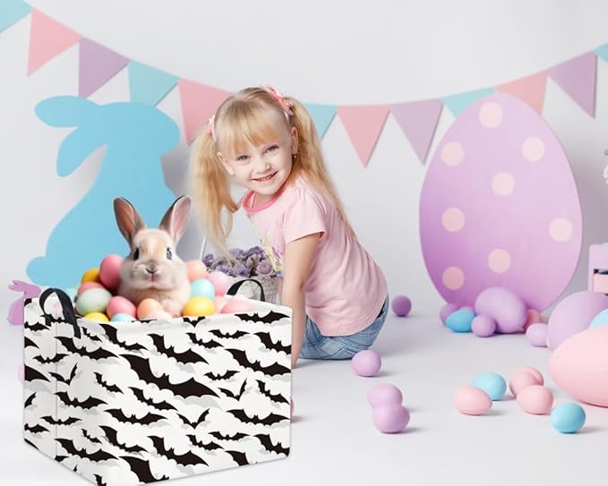 HIYAGON Rectangular Batman Basket Kids Storage Basket Kids Baby Nursery Basket for Boys Bat Room Decor Cute Toy Storage Organizer Bins Bedroom(Bats)