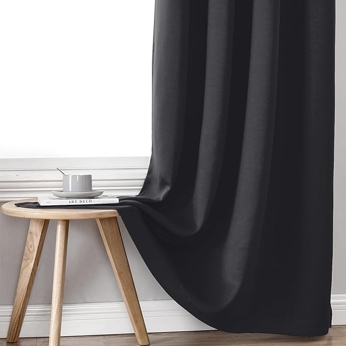 ChrisDowa 100% Blackout Curtains for Bedroom with Black Liner, 2 Thick Layers Total Blackout Thermal Insulated Grommet Window Curtains 84 Inch Long 2 Panels Set (Dark Grey, 42 x 84 Inch)