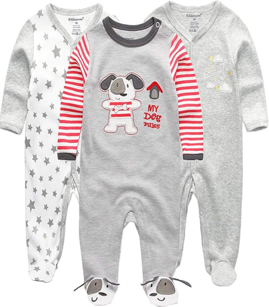 Kiddiezoom Baby and Toddler Boys'Snug Fit Footed One-Piece Romper Jumpsuit Cotton Cotton Footed Outfit