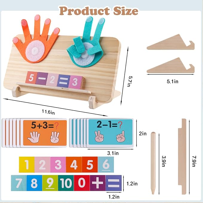 Educational Learning Number Toy for Toddler, Math Manipulatives Number Counting Blocks, Finger Counting Math Toys, Homeschool Supplies for Teaching Early Education Toys, Montessori Toy for Toddler
