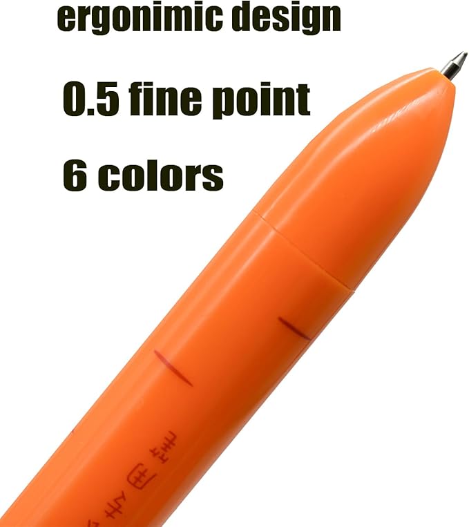 10 pieces Carrot-Shaped 6-Color Retractable Ballpoint Pens, Cute Vegetable Design Multicolor Writing Pens for School, Office, Note-Taking, Journaling (Assorted Colors)