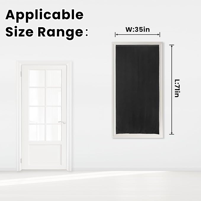 Adhesive Blackout Curtains- Self Stick Shades Window Blinds Curtains No Rod Needed Easy to Hang Curtains, Use for Bedroom, Living Room, Dining Room, Kitchen, Home Office, 35"W X 71"L, Black, 1 Panel