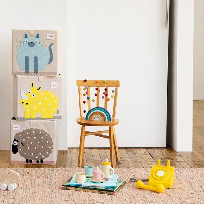 3 Sprouts Toy Storage Organizer: Toy Box Cube Organizer for Playroom, Nursery - Foldable Storage Bin - Sheep