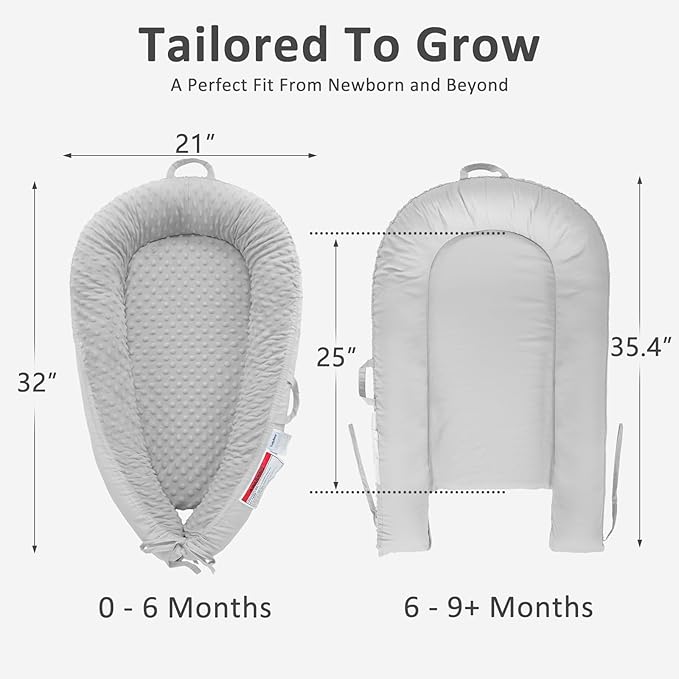 Baby Lounger – Soft & Breathable Newborn Nest for Infants 0-24 Months, Organic Cotton Baby Pillow for Tummy Time, Playtime & Travel, Newborn Babies Essential Gift