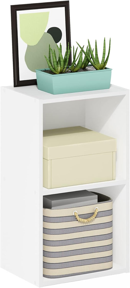 Furinno Luder Bookcase / Book / Storage, 2-Tier Cube, White