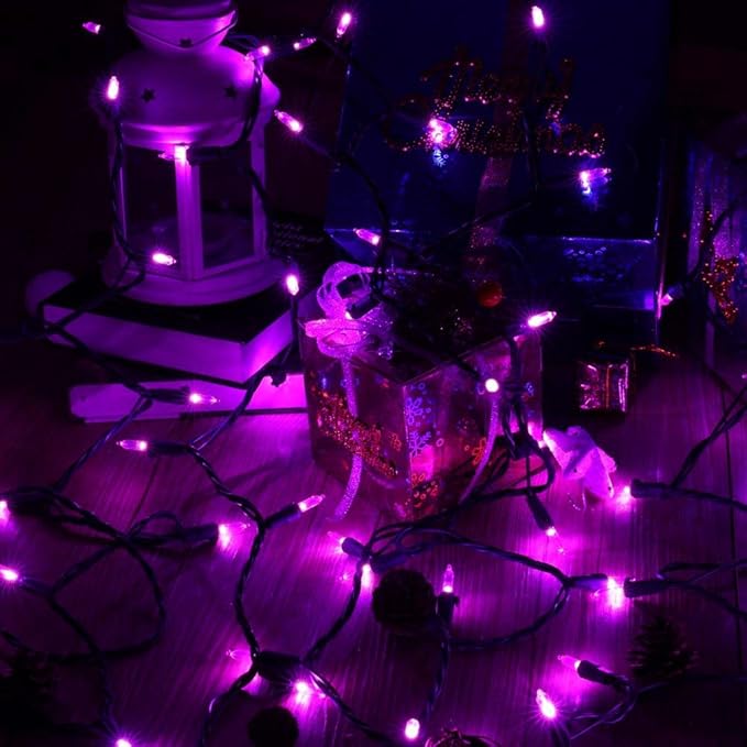 Brizled Purple Christmas Lights, 2 Pack 33ft 100 LED Christmas String Lights, 120V UL Certified Purple Halloween Light Connectable Mini Xmas Tree Light Outdoor for Halloween Xmas Party Wedding Holiday