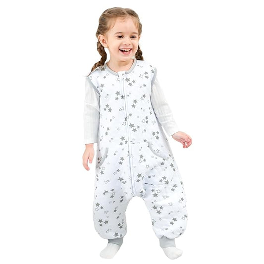 HOMEAL Sleep Sack with Feet, 1.0 TOG Toddler Sleep Sacks 2t-3t Sleep Sack Toddler, Toddler Sleeping Sack with Legs, Sleeveless Sleep Sack Baby, Toddler Sleep Sacks Baby for Early Walkers