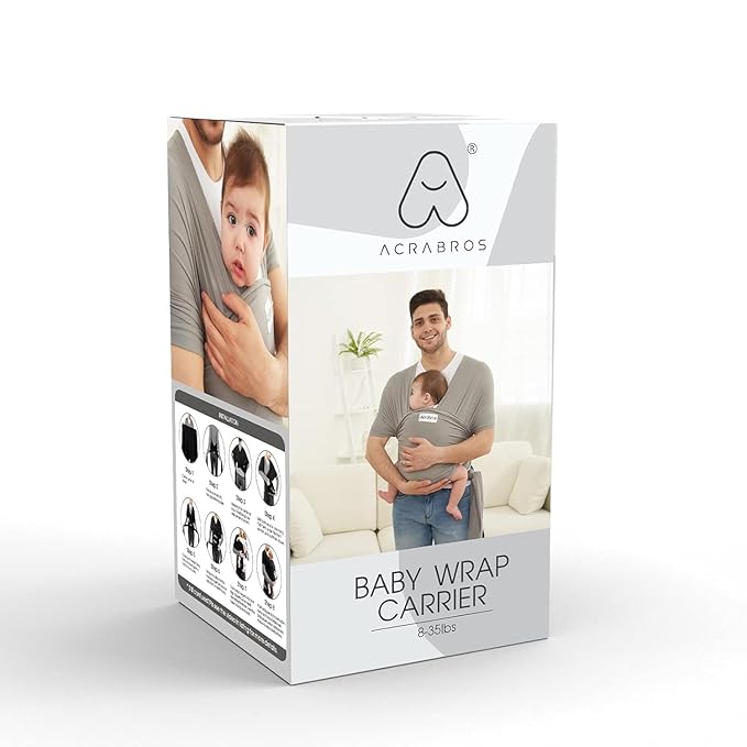 Acrabros Baby Wrap Carrier,Hands Free Baby Carrier Sling,Lightweight,Breathable,Softness,Perfect for Newborn Infants and Babies Shower Gift,Dark Grey