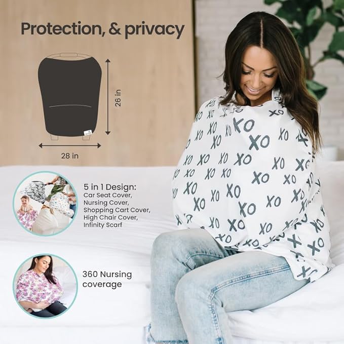 Copper Pearl Multi-Use Cover: Car Seat Covers, Nursing Cover, and Stroller Cover for Sun - Stretchy Fabric, All-Season Use, Stylish Designs, Easy Access for Moms - Winnie