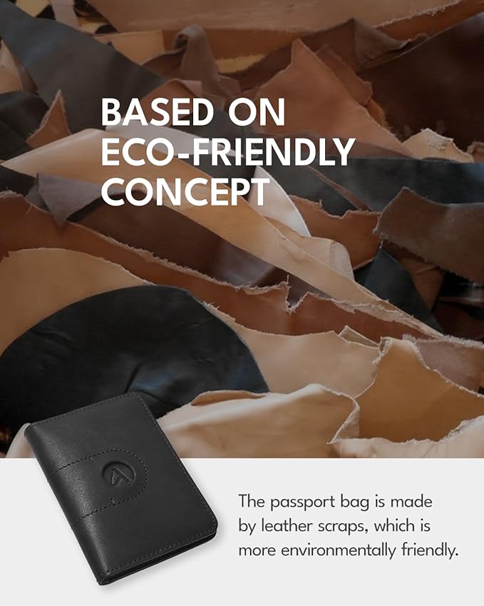 ALLIVE Passport Holder for Travel, Genuine Leather Passport Holder with Airtag Women Men,Travel Must Haves Airport Essentials, Passport Cover Travel Gifts Black