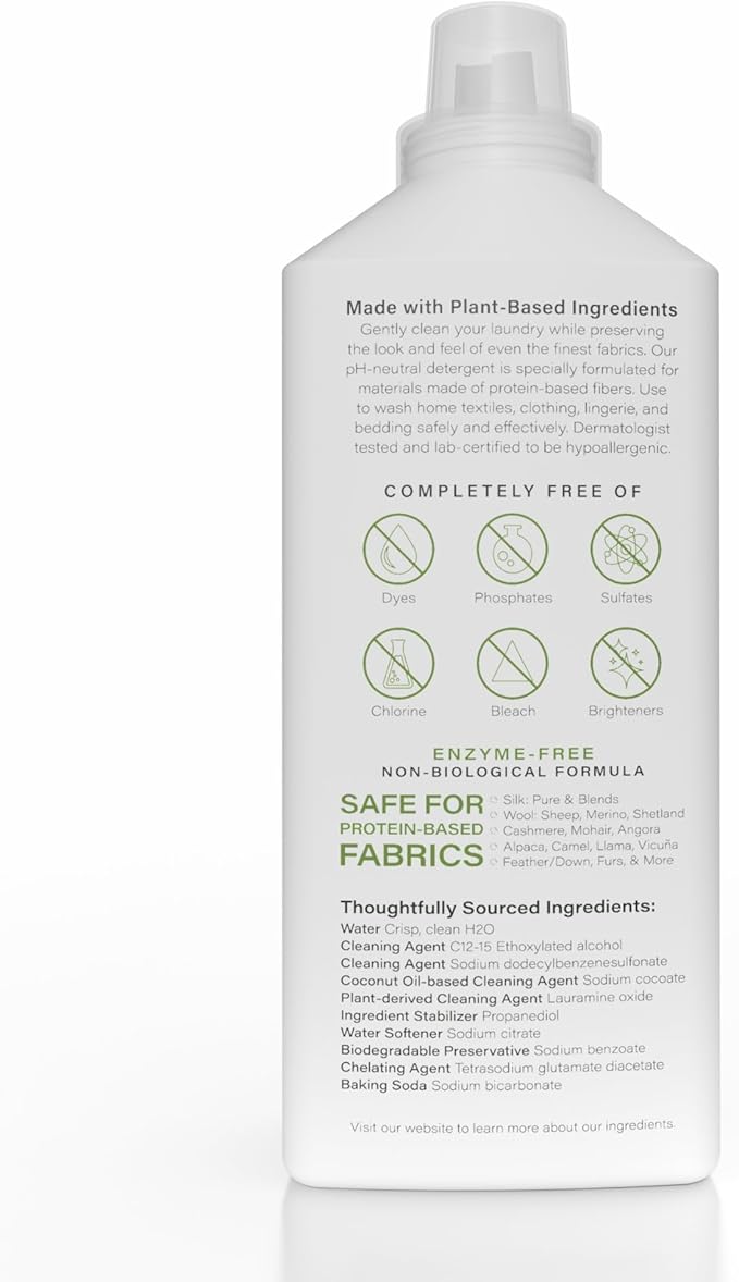 Heritage Park Silk & Wool Fragrance Free, Hypoallergenic, pH-Neutral Laundry Detergent – Dermatologist-tested, Sensitive Skin-Friendly, Enzyme-Free, Concentrated Up to 64 loads (32 fl oz)