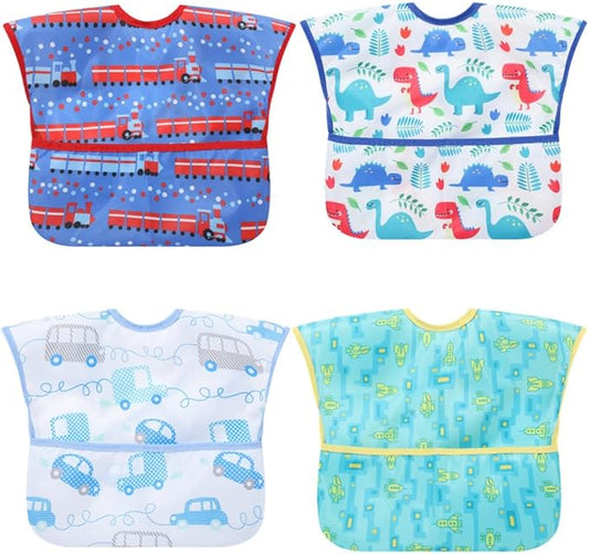 Baby bibs Waterproof Toddler bib - Feeding bib with Pocket for Infant Boy Girl Washable 6-36M