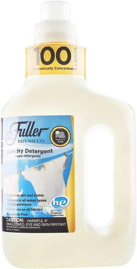 Fuller Brush 100 Laundry Detergent - Hypoallergenic, Unscented & Dye Free Clothe Washing Formula For Washing Infant/Baby Clothing - Mild Cloth Cleaning Products For All Skin Types