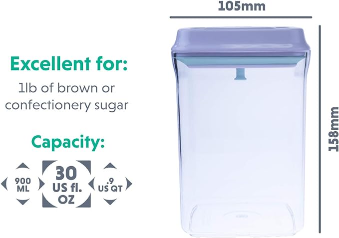 BopTop (1pc - 900ml) Airtight Food Storage Container – Mechanical Silicone Seal Canister - BPA-Free - 0.9Qt