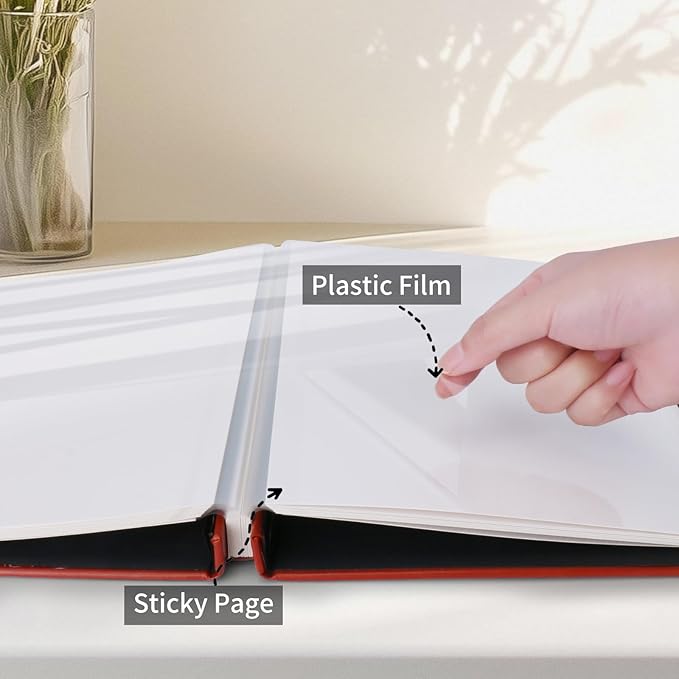 Inspirational Leather Photo Album,Magnetic Self-Stick Page Photo Album,Family Album,Hand Made DIY Albums Holds 3x5, 4x6, 5x7, 6x8 Photos (brown-always remember)