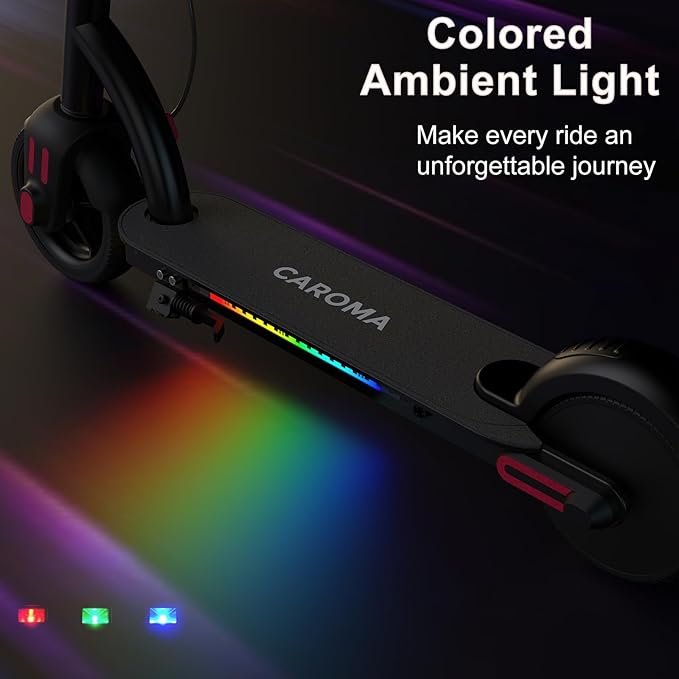 Caroma Electric Scooter for Kids Ages 6-12,150W/180WMotor,10 MPH Max Speed & 7 Miles,Colorful Lights,Adjustable Height & Speed,LED Display,Foldable Kids Electric Scooter 132 Lbs Max Load,Idea Gift