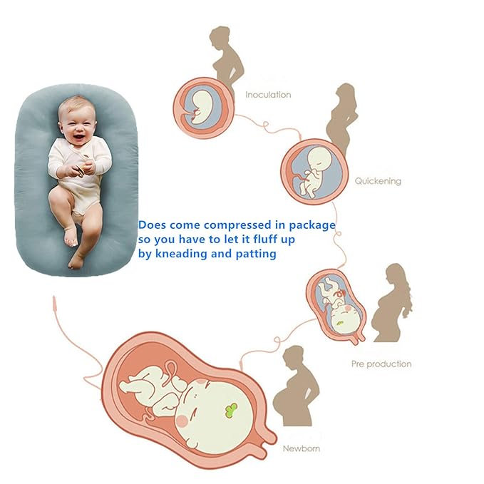 Baby Lounger for Newborns, Soft Baby Nest & Floor Cushion, Portable Diaper Changing Pads for Boys & Girls 0-12 Months(Misty Blue)