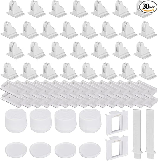 Adhesive Magnetic Cabinet Locks Baby Proofing for Cabinets & Drawers (30 Locks and 4 Keys)