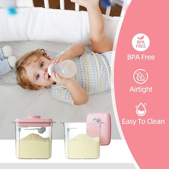 Ankou Formula Container - 1700ml Airtight Formula Dispenser One Button Handy Milk Powder Container BPA-Free Storage Containers with Scoop and Scraper Transparent 730g