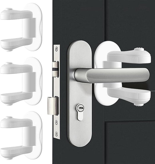Child Proof Door Lever Lock, 3 Pack Door Locks for Kids Safety, Baby Proofing, 3M Adhesive, Door Handle Child Proof, Baby Safety Locks for Toddlers (White)