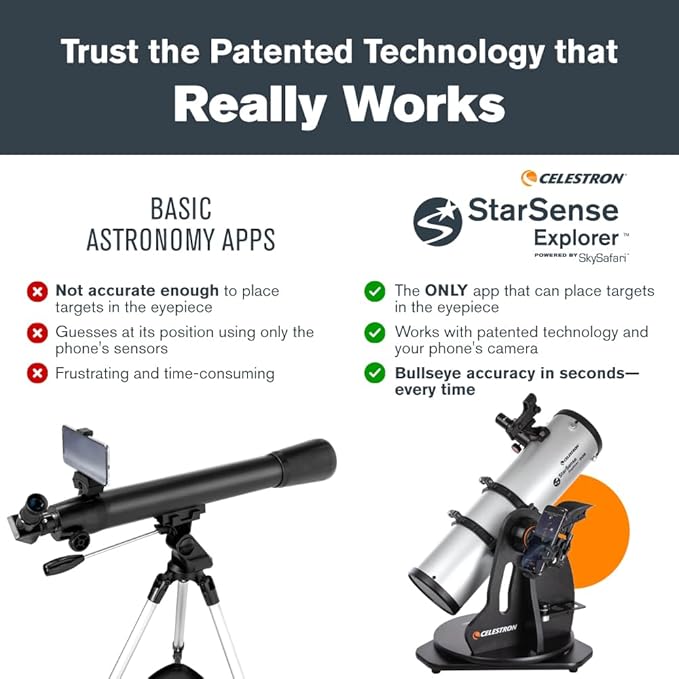 Celestron StarSense Explorer 130AZ App-Enabled Telescope – 130mm Tabletop Dobsonian with Smartphone Dock & StarSense App – iPhone & Android Compatible – Easy-to-Use for Beginners