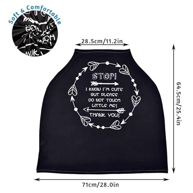 Car Seat Covers for Babies, No Touching Sign Car seat Canopy, Infant Stroller Covers for Newborn Girl Boy, Multiuse Nursing Covers for Breastfeeding, Ultra-Soft Breathable, High Chair Cover, Black