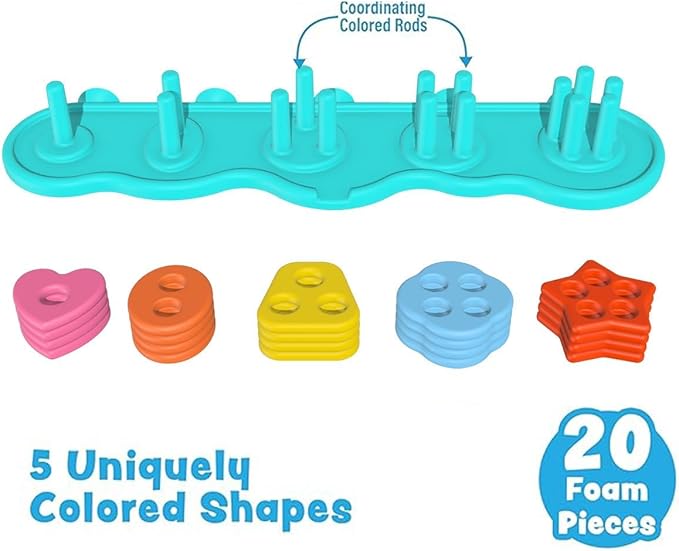 Baby Bath Toys, Sorting & Stacking Toy Bath Toy, Shape Sorter Toys for Bathtub,Stacking Bath Toy Set with 20 Textured Floating Pieces, Toddler Early Learning Bathtub Fun