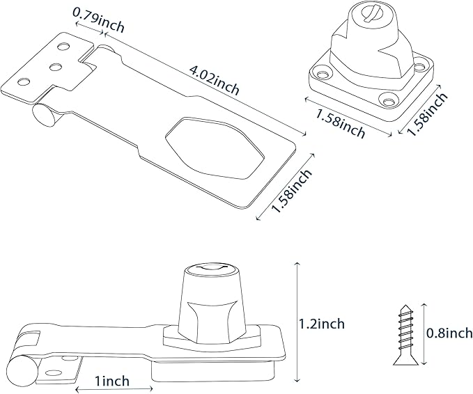 Alise Keyed Hasp Lock,4 Inch Safety Packlock Clasp Hasp Lock Latch with Lock,Door Hinge Lock with Keys Keyed Locking Hasp for Cabinets Closets Doors,Chrome