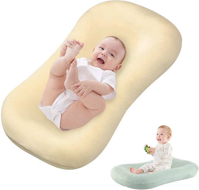 Baby Lounger Pillow, Infant Lounger for 0-24 Months, Soft Cotton and Portable Baby Lounger for Home (Yellow)