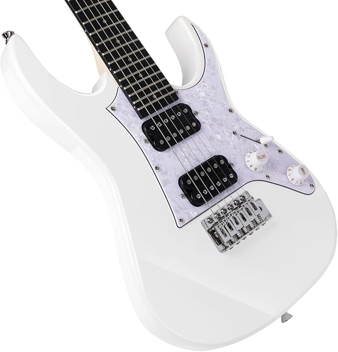 Bullfighter 34 Inch Kids Mini Strat Electric Guitar for Boys Girls, Beginner’s Electric Guitar Kit with Gig Bag, Picks, Cable, Strap, Extra Strings D120-R (blue) (White)