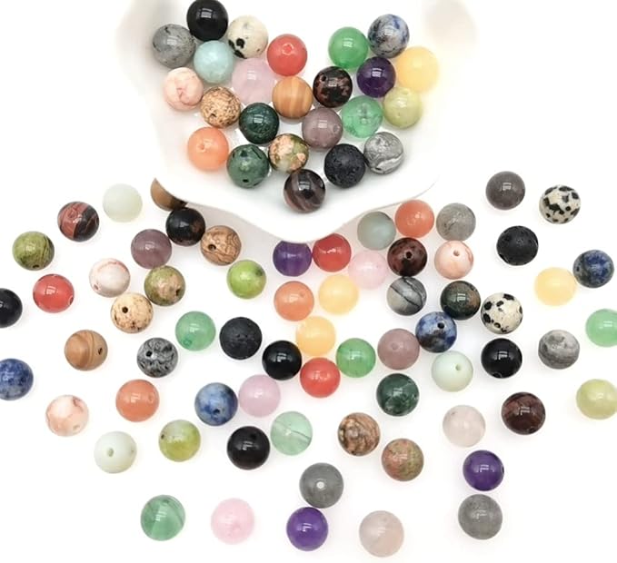 8mm Natural Round Stone Beads About 480pcs Genuine Real Healing Crystal Stones Beading Loose Gemstone DIY for Bracelet Jewelry Making Kit(24 Color A)