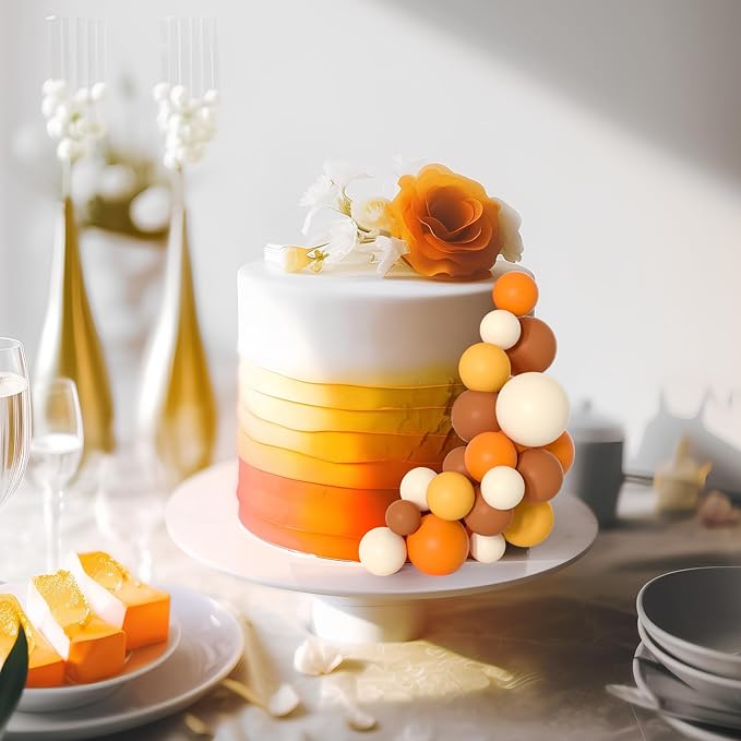 75 Pieces Cake Balls Topper Decorations Foam Cupcake Topper Mini Balloon Cake Topper Balls Cake Picks for Cake Deco Birthday Party Wedding（Orange Khaki Series）