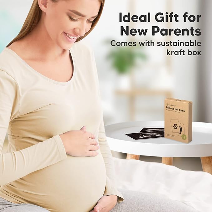 2-Pack Inkless Baby Hand and Footprint Kit - Mess Free Ink Pad for Newborn Keepsake, Dog Nose & Paw Print Kit, Clean Touch Ink Pad for Baby Hand & Footprints, Ideal New Mom Gifts (Jet Black)