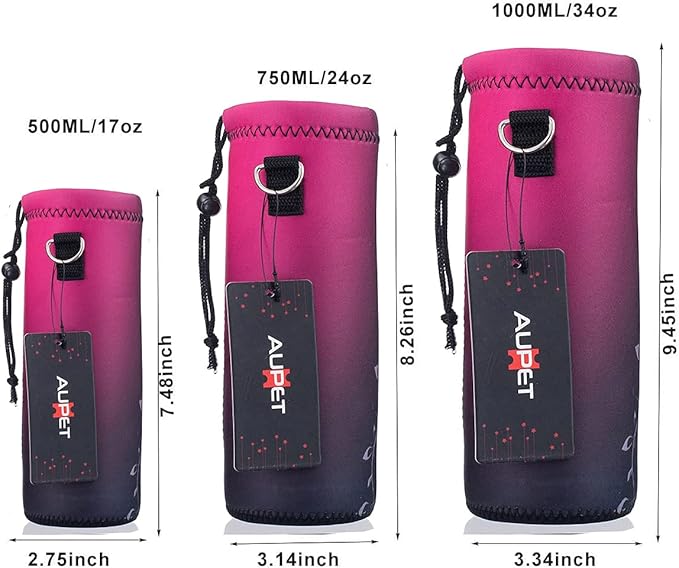 AUPET Water Bottle Bag Carrier,24oz/32oz Insulated Neoprene bottle Sling Holder Case Pouch Cover for 1000ML/750ML Bottles with Shoulder Strap for walking