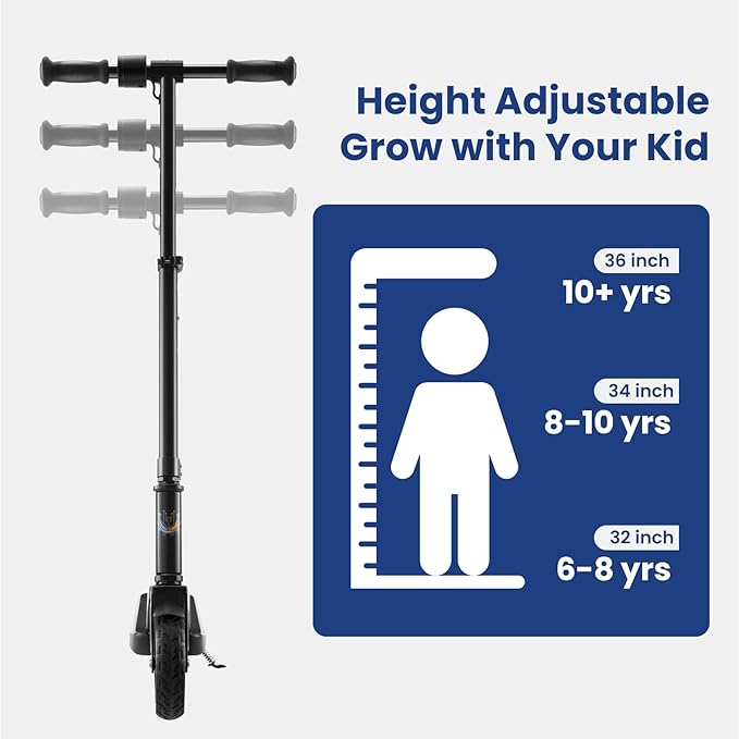 Caroma Electric Scooter for Kids Ages 6-12,150W/180WMotor,10 MPH Max Speed & 7 Miles,Colorful Lights,Adjustable Height & Speed,LED Display,Foldable Kids Electric Scooter 132 Lbs Max Load,Idea Gift