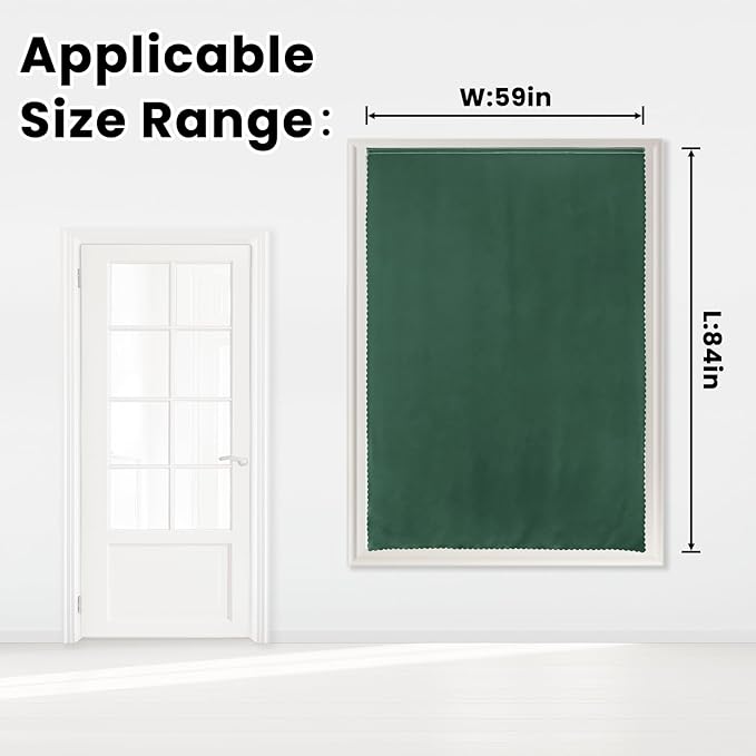 Blackout Curtains for Bedroom Stick On Curtains Window Shades Pull Down Blackout Window Cover No Drillng Self Adhesive Curtains No Rod Small Curtain, 59" W X 84" L, Dark Green, 1 Panel