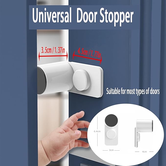 CMINGJ （4 Pack） Adjustable Door Guard Door Stop, Door slam Stopper, Finger Pinch Guard,Revolving Door Stopper for Baby Child Proofing, Anti Door slam, Pet Door Stopper, Easy to Install,White