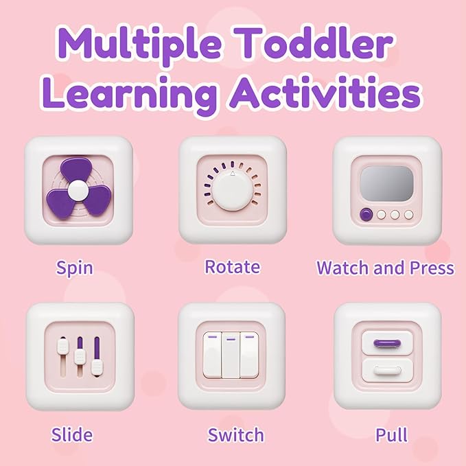 Busy Cube Toys for 1 Year Old Girl Gifts, Montessori for Baby Girl, Travel Sensory Toys for Toddlers 1-3, Learning Fine Motor Skills| 1st Birthday Girl Gifts 12 Months +