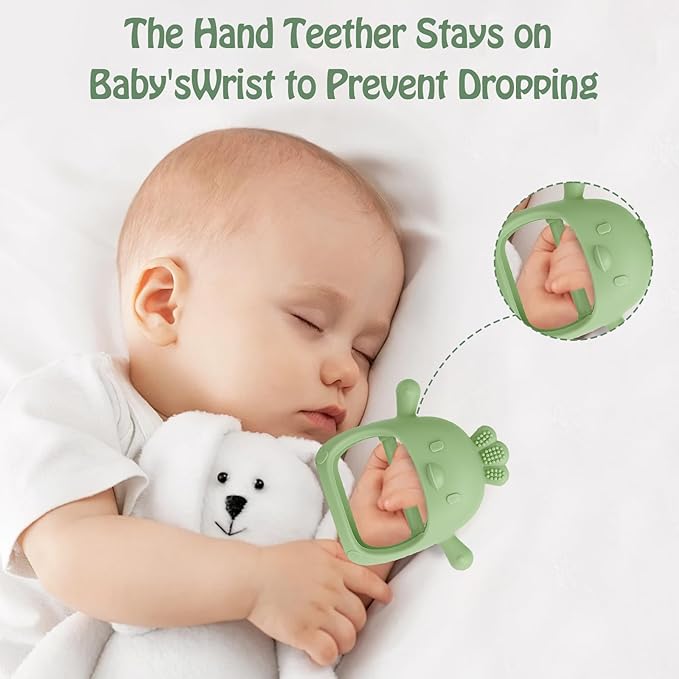 Baby Teething Toys for 0-6 6-12 Months (5 Pack) - Tinabless Food Grade Silicone Teething Mitten&Teething Relief Toys Set, BPA-Free, Freezer Safe for Infants and Toddlers, Silicone Baby Teethers(Green)