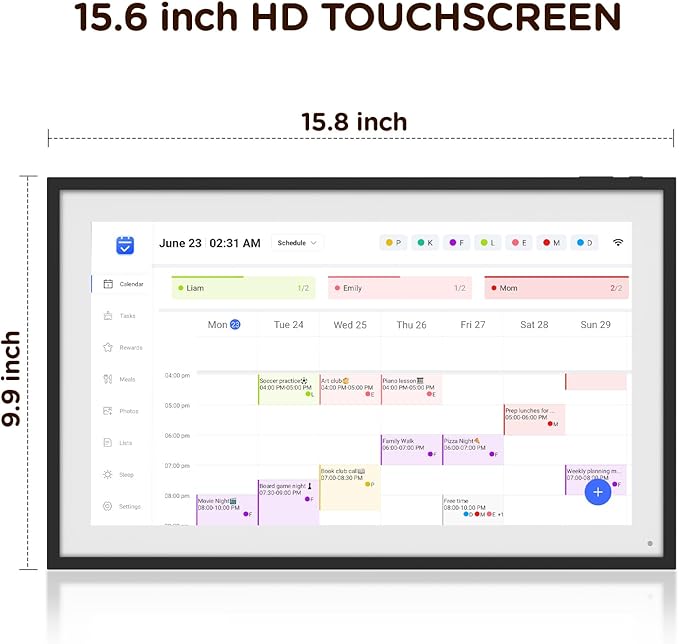 15.6 Inch Digital Calendar, Wall Electronic Desk Calendar, Full HD 1920 * 1080P IPS Touchscreen Interactive Display for Family Meal Planner Support - Streamline Household Organization