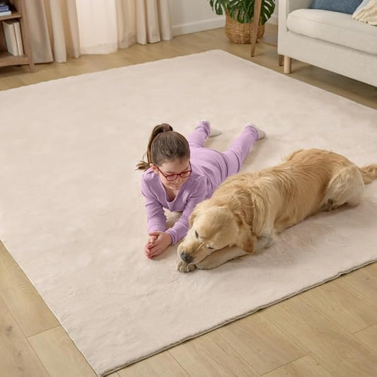 GORILLA GRIP Ultra Soft Washable Area Rug, Stain and Slip Resistant Plush Thick Carpet for Bedroom Living Room, No Shed Floor Rugs, Pet Friendly, Dorm Essentials, Kids Nursery Home Decor, 4x6, Ivory