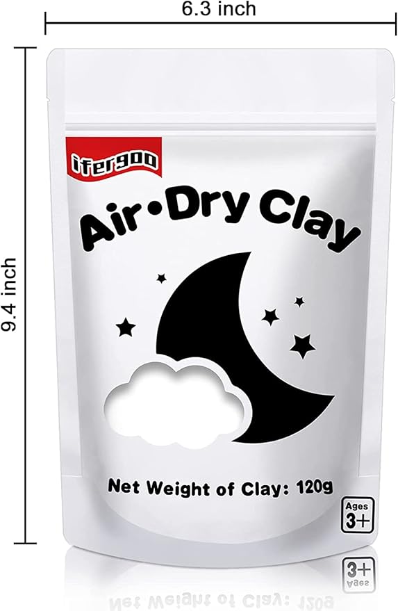 ifergoo White Air Dry Clay, Modeling Clay for School Art & Craft Project. Refill White Clay for Kids Age 3-12, Boys and Girls Gift