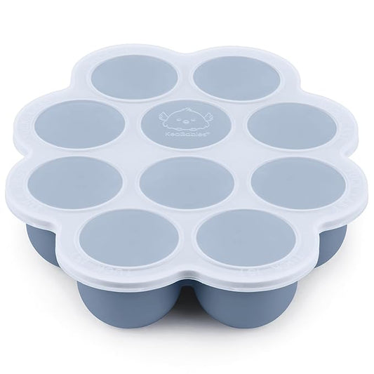 KeaBabies Silicone Food Freezer Trays with Lid, 2oz x 10 Pods Baby Food Storage Containers, Easy Puree Meal Prep, Breast Milk Silicone Freezer Molds, Dishwasher, Microwave Safe, BPA-Free (Slate)